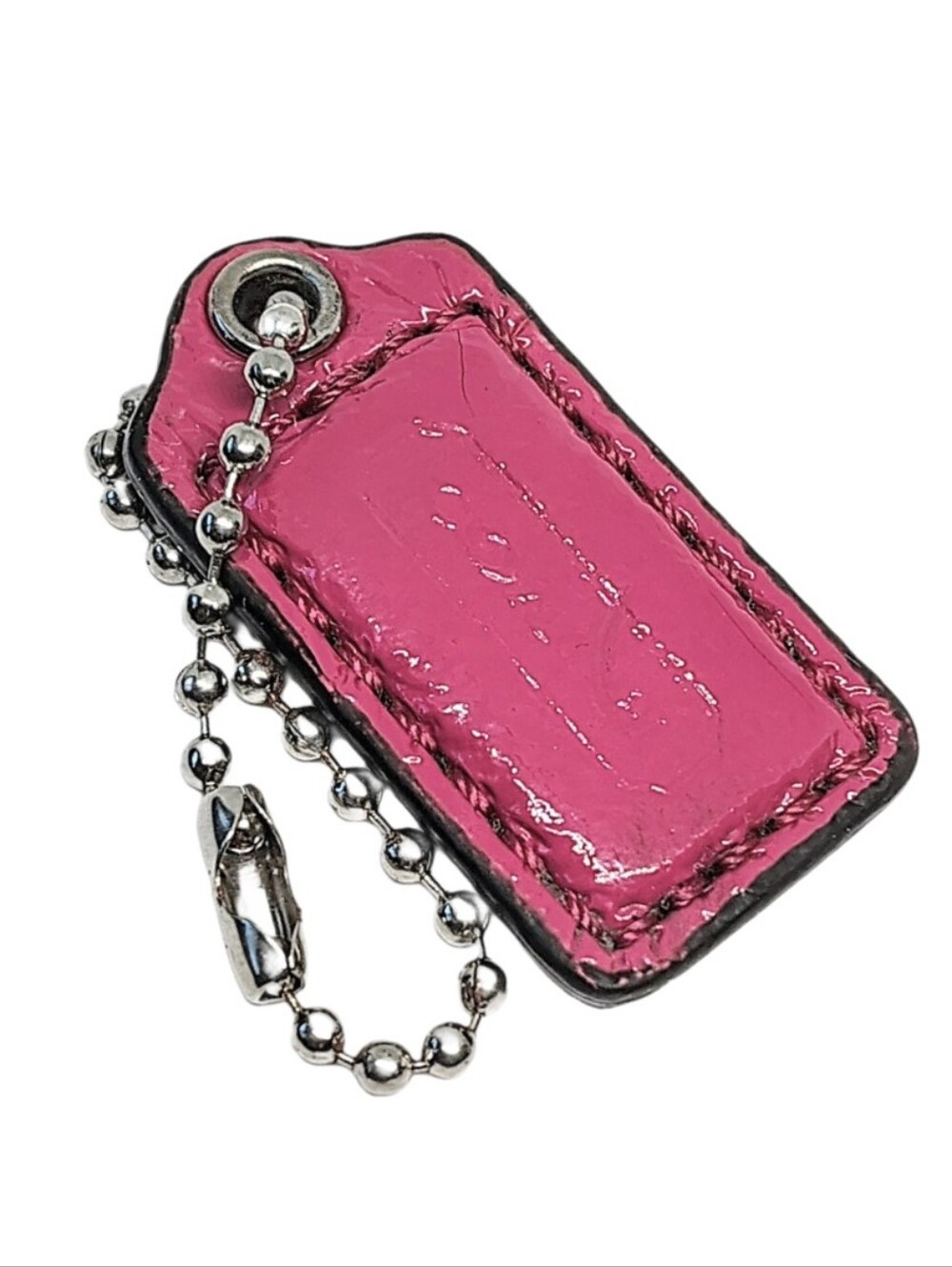 🆕 1.5" Coach Mini Berry Pink Patent Leather Hangtag Bag Fob Charm Keychain Y2K